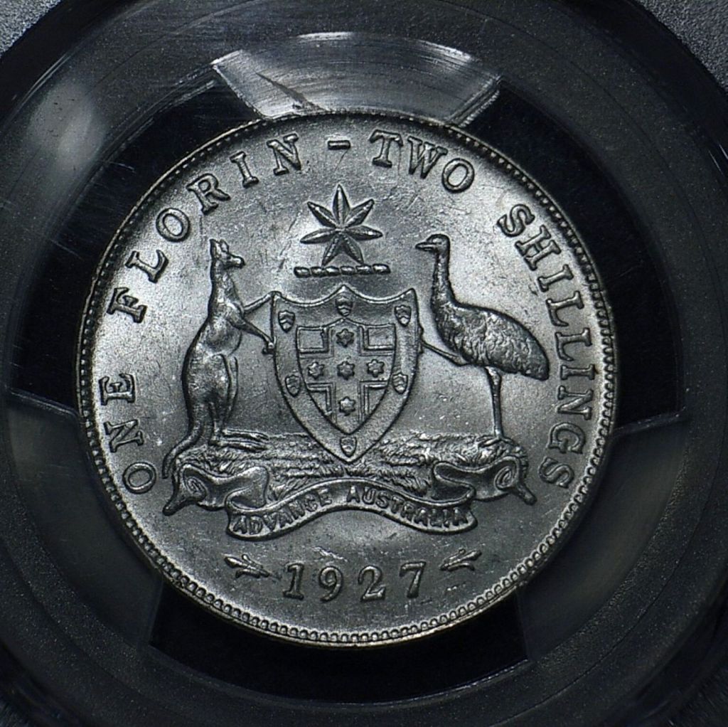 1927 Florin reverse in Unc MS 62