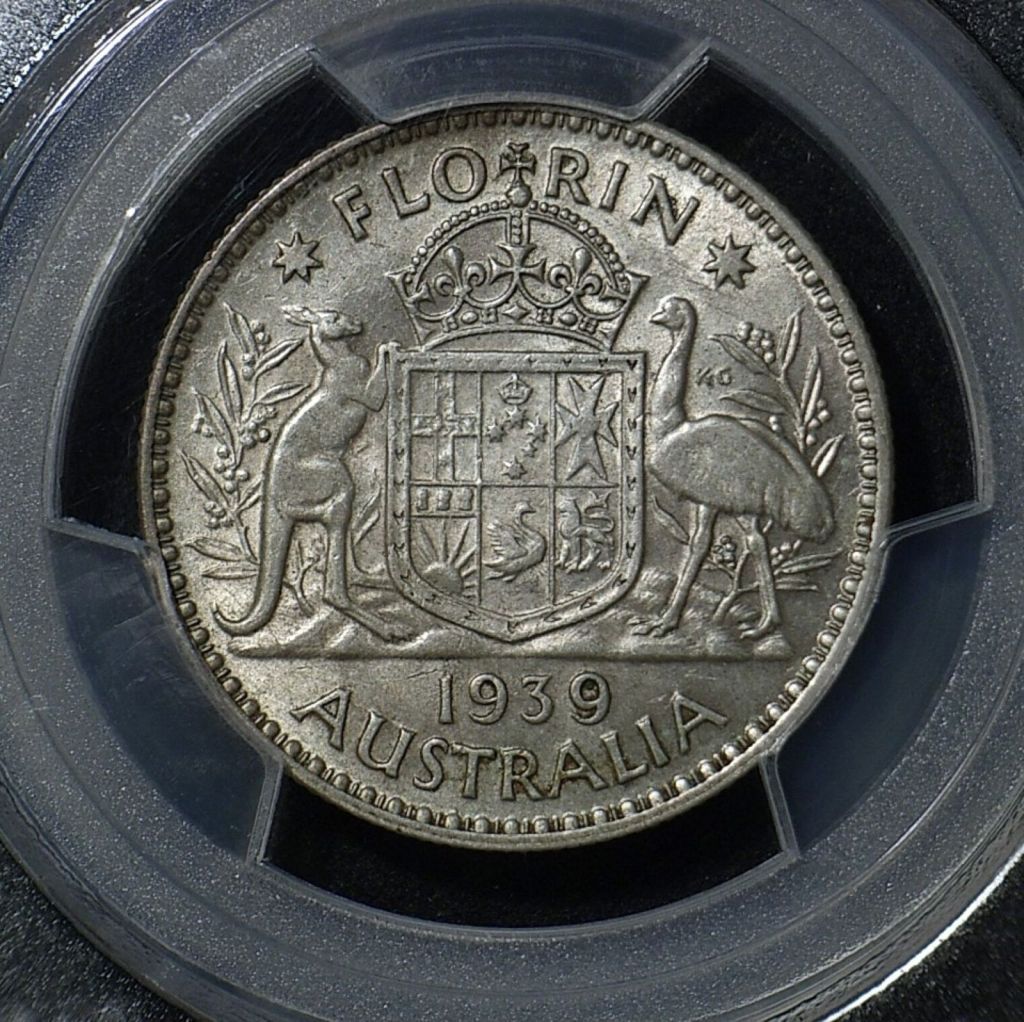 1939 Florin reverse in aEF AU 53