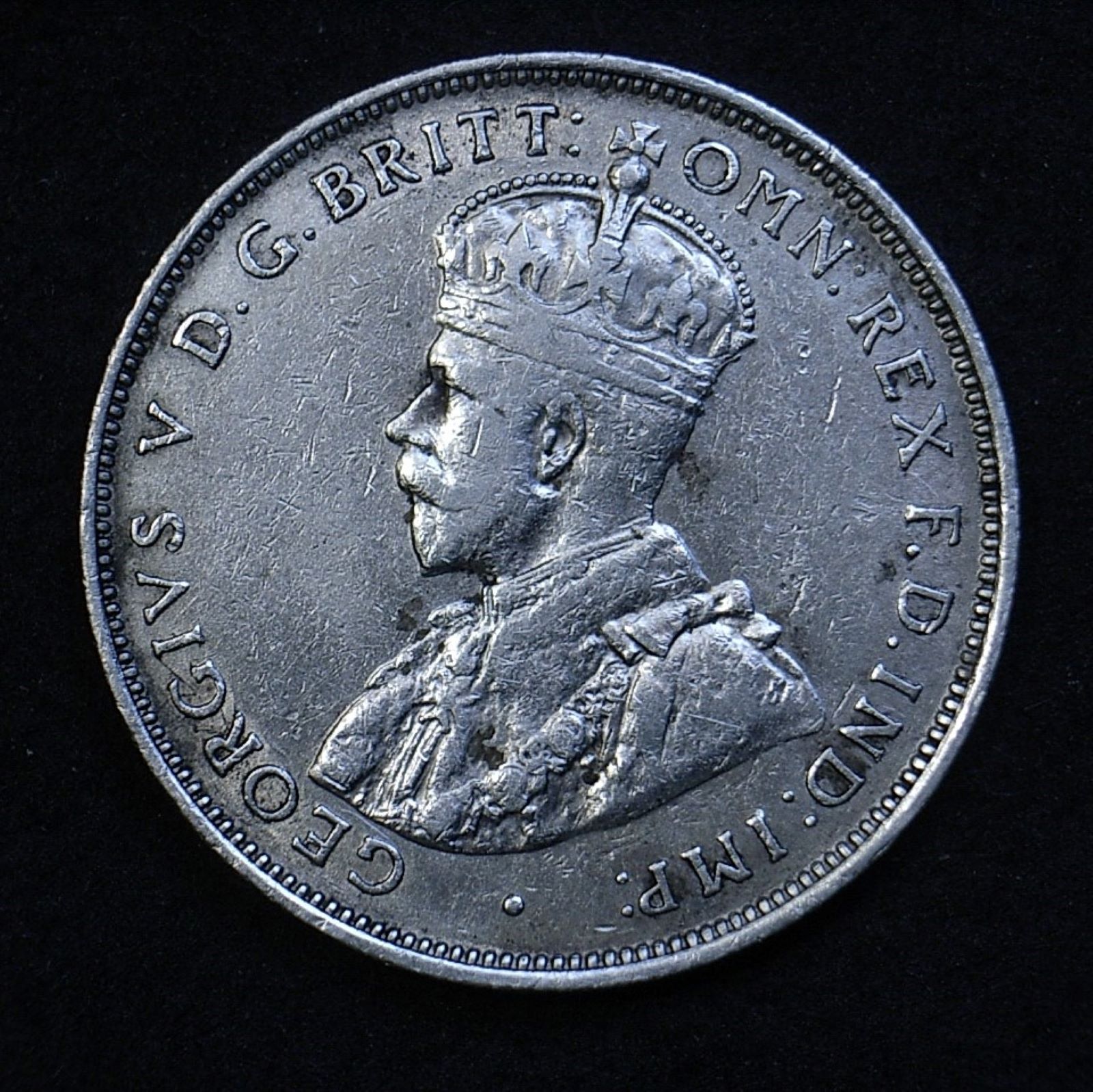Close up Aus Florin 1912 obverse showing detail