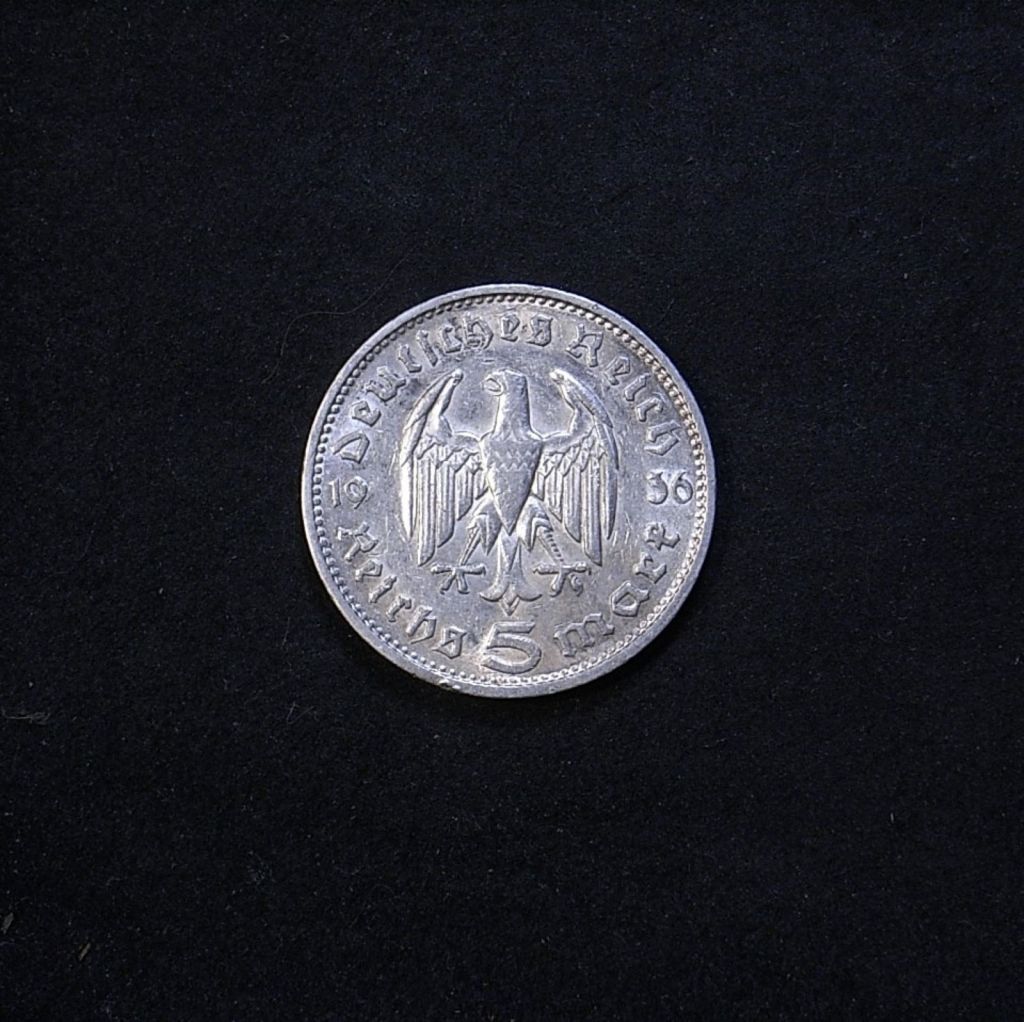 Germany 5 marks 1936G reverse showing overall appearance