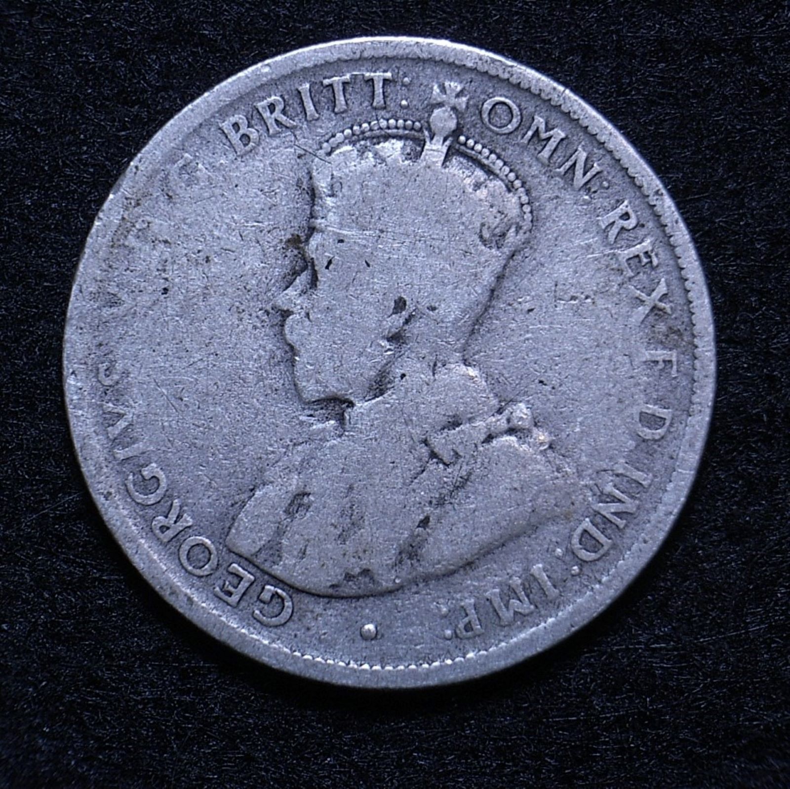 Close up Aus Florin 1913 obverse showing detail