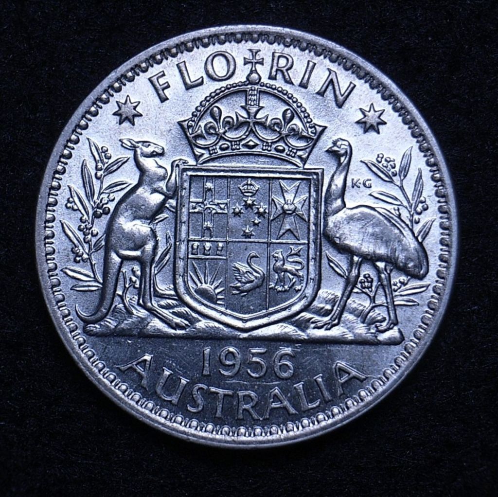 Close up Aus Florin 1956 reverse
