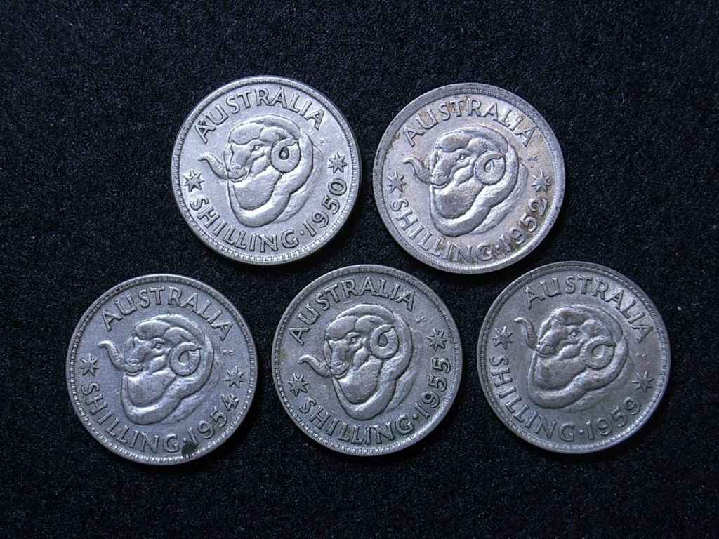Close up Aus Shillings 50s reverse