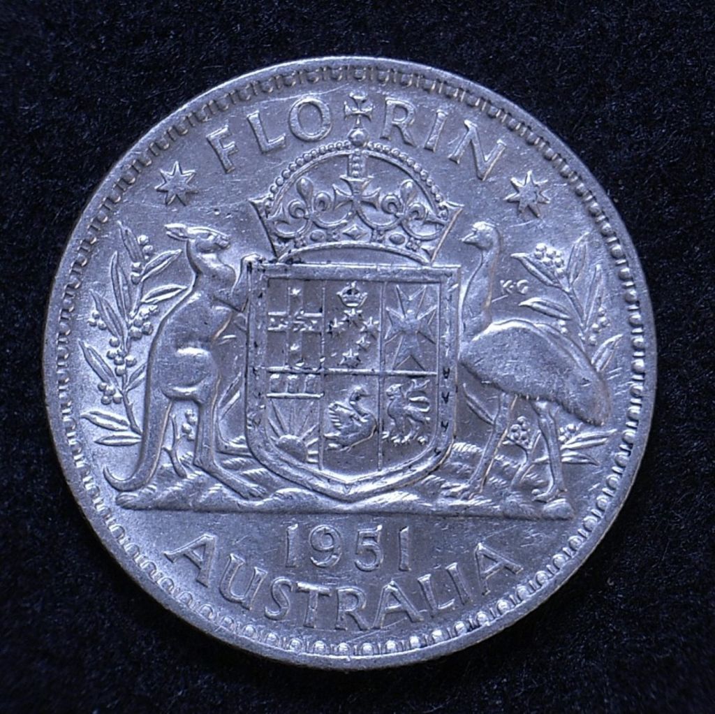 Close up Aus Florin 1951 reverse