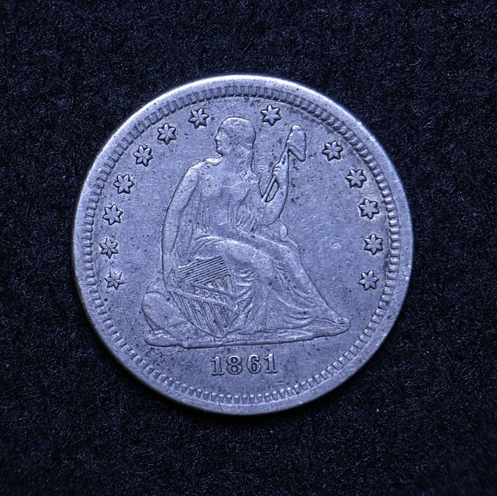 US 1861 Seated Liberty Quarter obverse