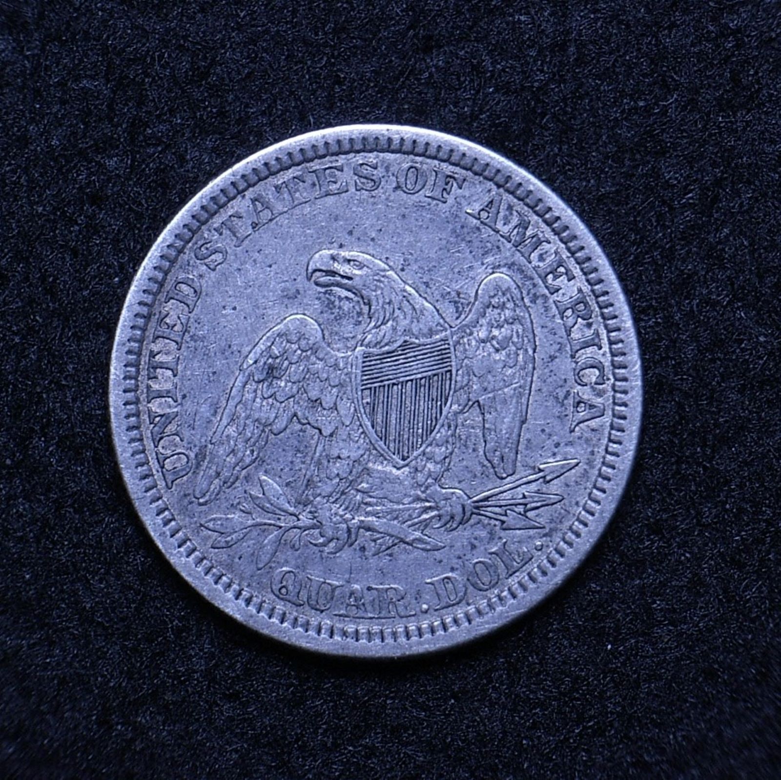 US 1861 Seated Liberty Quarter reverse