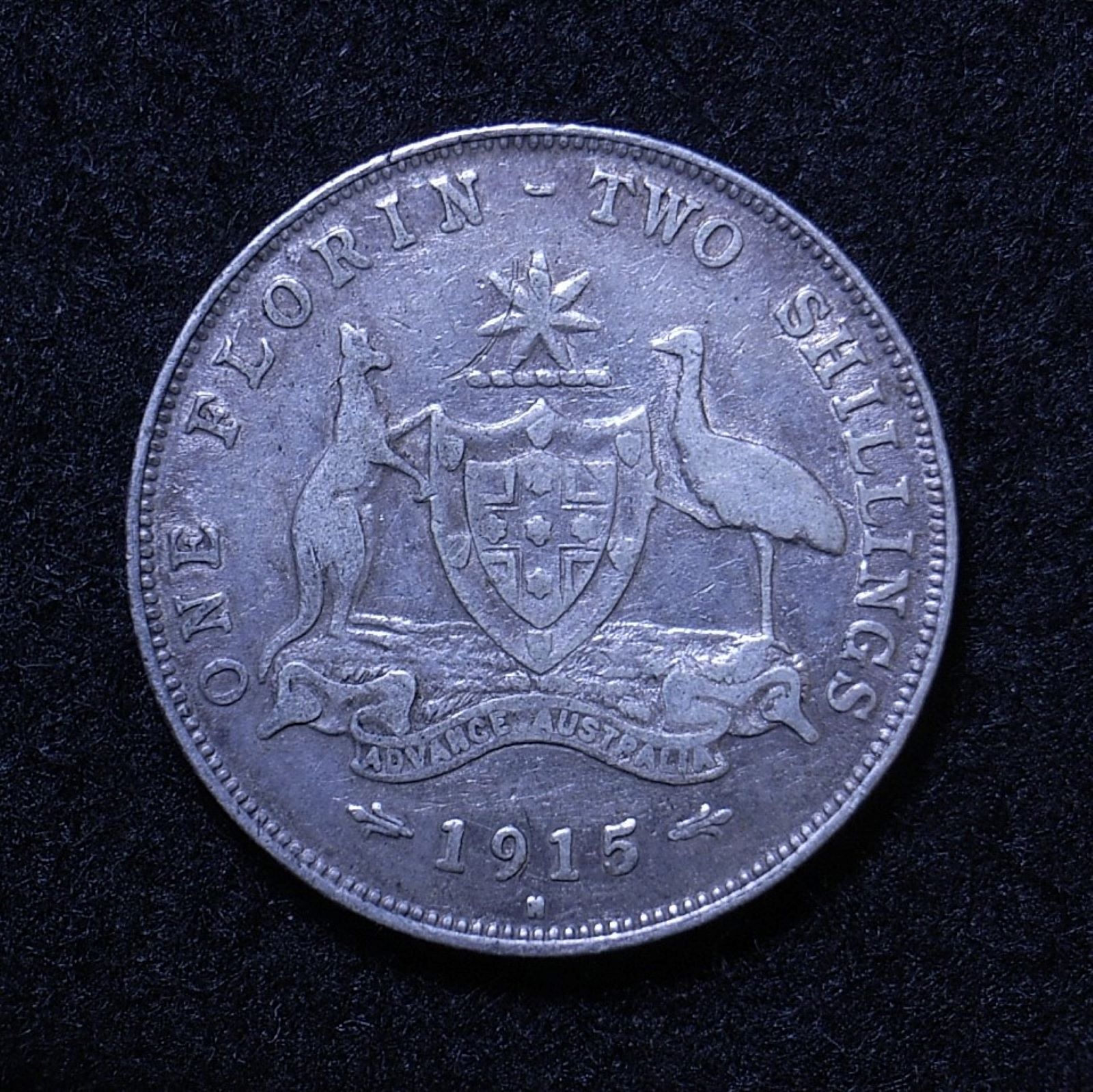 Close up Aus Florin 1915H reverse