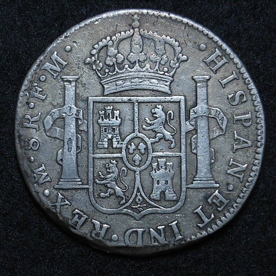 Close up mexico-colonial-spain-8-reales-1797-fm-rev