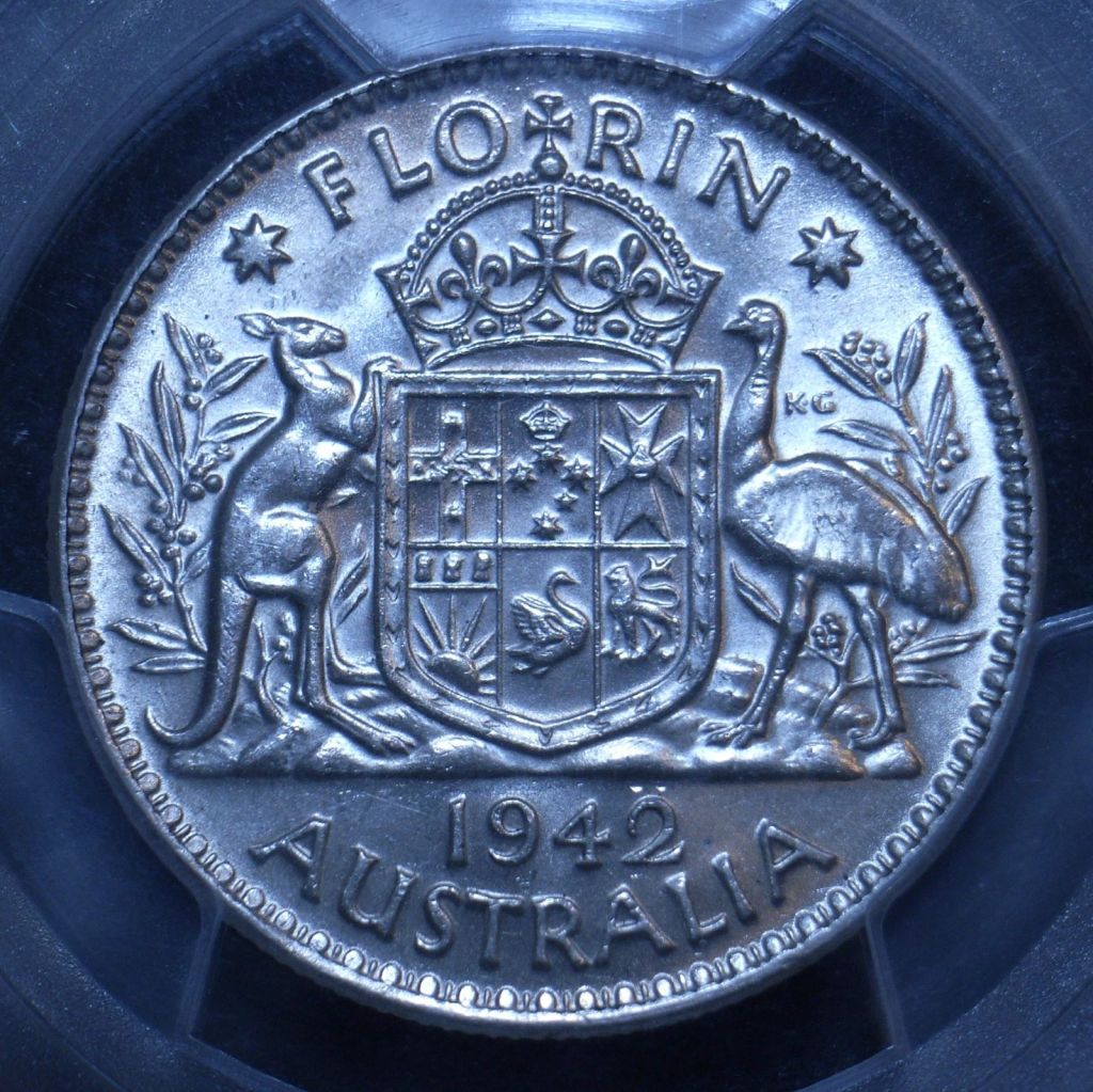 Close up Australia Florin 1942 reverse