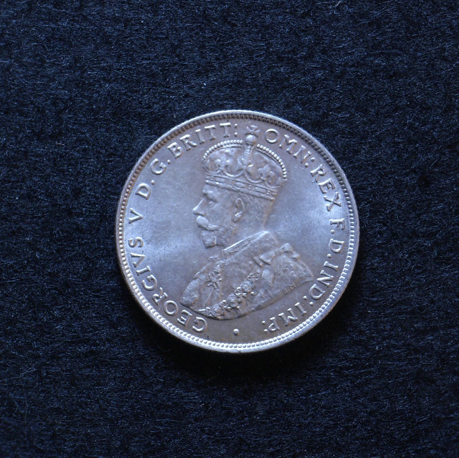 Aus Florin 1928 obverse low light angle