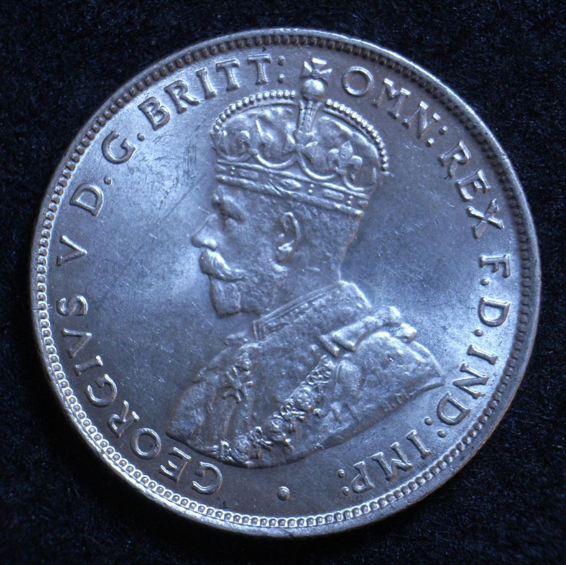 Close up Aus Florin 1928 obverse showing detail